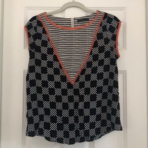 THML blouse - fun orange detailing - size M